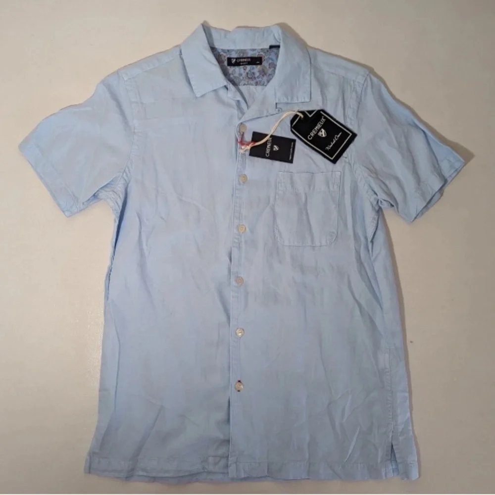 NEW Size S Mens Cremieux Classics ShortSleeve ButtonFrontShirt Lyocell Lt Blue